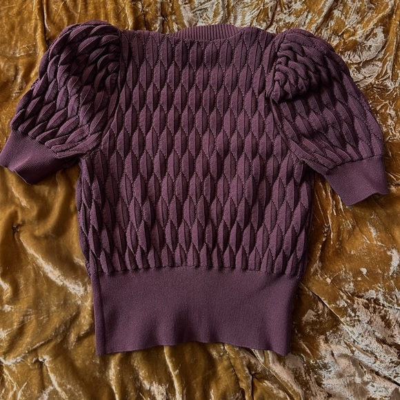 Short puff sleeve button up cardigan top - Picture 4 of 5